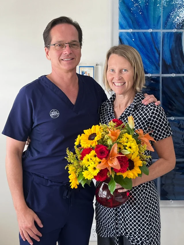 Our patient Rachel was in the office for her post-op appointment this week and she bestowed the bright and cheery flowers also seen here to the team.

Here's her heartfelt message:

“I was 32 when primary lymphedema changed one of my healthy legs, and I don’t think I understood until then what an extraordinary gift it was to have two legs that simply worked together.

Before lymphedema, I never thought about my legs. I mountain biked, surfed, swam in the ocean, ran barefoot through grass, backpacked for weeks, travelled light and jumped into lakes after long hikes. There was such freedom in simply being spontaneous.

Then one leg required thought, planning, compression and care every single day. The risk of cellulitis changed things I’d never imagined having to think about. It was never simply about wanting two legs that looked the same…I missed having two healthy legs that allowed me to move through the world with ease.

For 18 years I managed my primary lymphedema while watching very little actually change, except get larger!  There were years of hoping, waiting, insurance setbacks and wondering if this surgery would ever really happen, for me.

And then it did.

It truly took a village to get me here. My family, friends and lymphedema therapists carried me through so much of this journey, and Dr. Granzow and his extraordinary team became part of that village too.

I know I will always have lymphedema, wear compression and care for this leg. But this brilliant surgeon and his wonderful team have given me something I haven’t had in a very long time…real hope that living with this leg can be different.

I’m only beginning to heal and still wonder if I dreamed the whole thing! But after 18 years of learning to live around lymphedema, I finally have hope that the next 18 years can look different.

Maybe there’ll even be a little more squeaky sand between my toes. ❤️

And plenty more opportunities to explain why I only wear a stocking on ONE leg… ‘Do you only get cold on one side?’ 😂”

Thanks for sharing, Rachel. Good healing!

#lymphedema #lymphedemaawareness #lymphedemadoctor #lymphedemasurgeon #lymphedematreatment #lymphedematherapy #lymphedematherapist